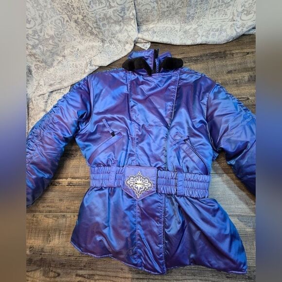 Vintage Polaris ski snow Snowmobile jacket insulated, blue purple metallic med - Picture 10 of 16